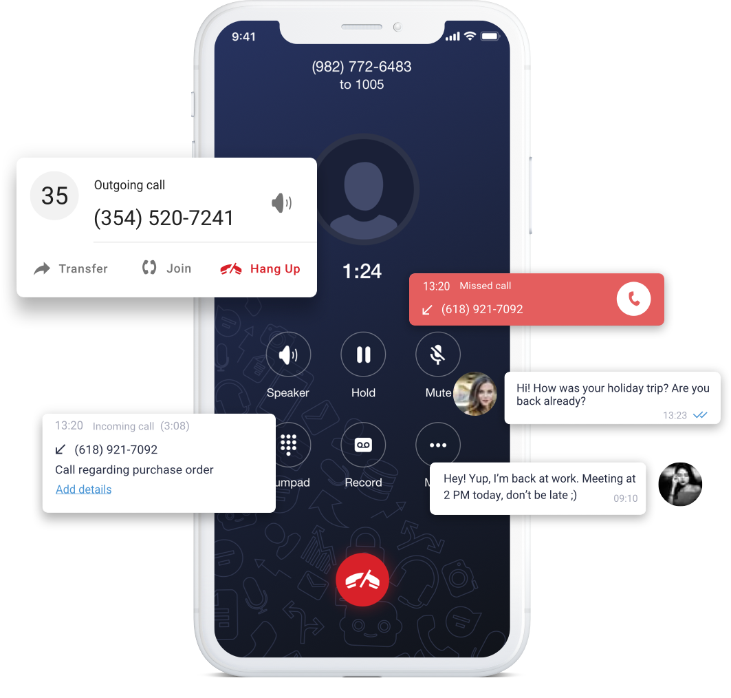 Mobile app phone system